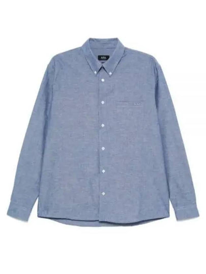 Edouard Logo Long Sleeve Shirt Blue - A.P.C. - BALAAN 2