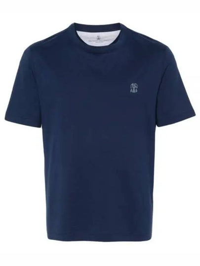 Logo Short Sleeve T-shirt Blue - BRUNELLO CUCINELLI - BALAAN 2