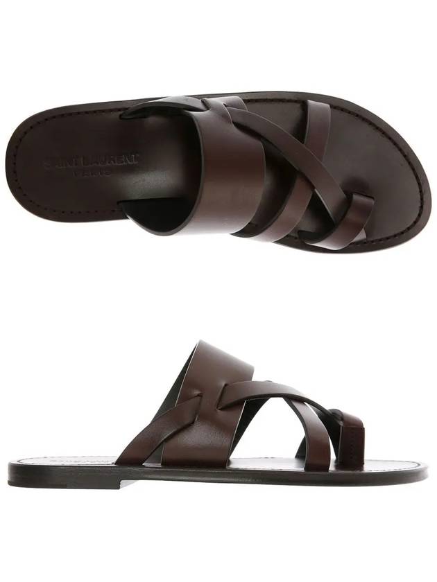 Culver Slippers Brown - SAINT LAURENT - BALAAN 3