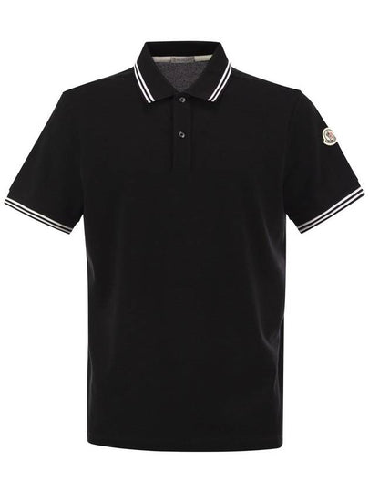 Stripe Trim Cotton PK Shirt Black - MONCLER - BALAAN 2