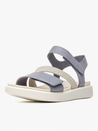 Flowt Strap Flat Nubuck Sandals Blue - ECCO - BALAAN 2