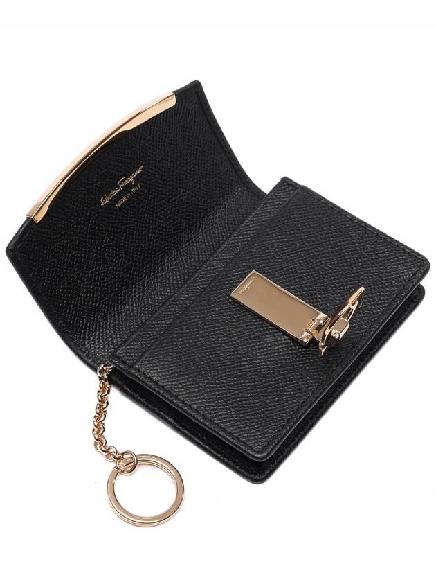 Gancini Calfskin Card Wallet Black - SALVATORE FERRAGAMO - BALAAN 6