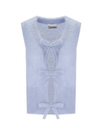 Tie String Light Mohair Vest Heather - GANNI - BALAAN 1