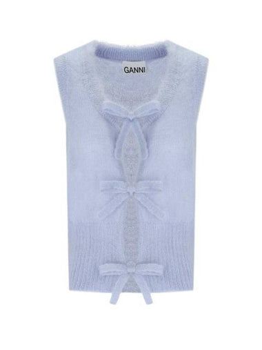 Tie String Light Mohair Vest Heather - GANNI - BALAAN 1