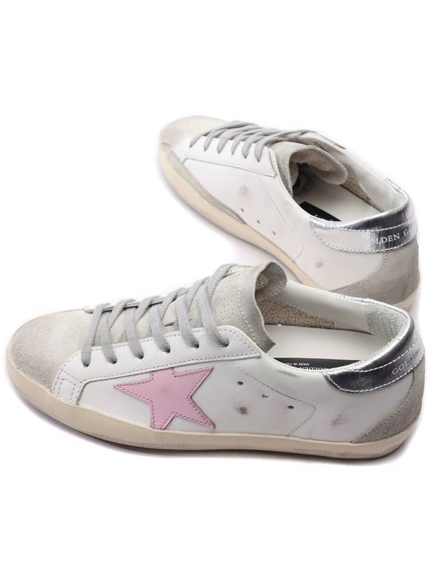 Women's Superstar Silver Heel Tab Pink Star Low Top Sneakers White - GOLDEN GOOSE - BALAAN 7