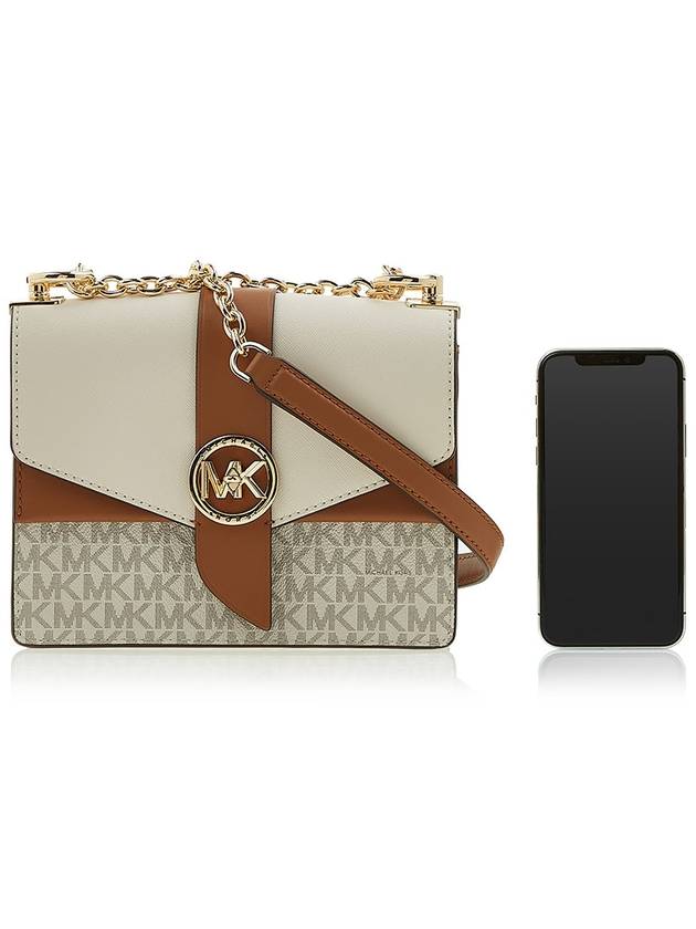 Greenwich Small Color Block Logo Saffiano Leather Cross Bag White - MICHAEL KORS - BALAAN 7