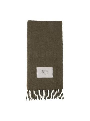 [MAISON KITSUNE] PLAIN FRINGED SCARF - DARK KHAKI - MAISON KITSUNE - BALAAN 1