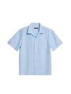 Elio Linen Melange Short Sleeve Shirt Chambray Blue - J.LINDEBERG - BALAAN 2