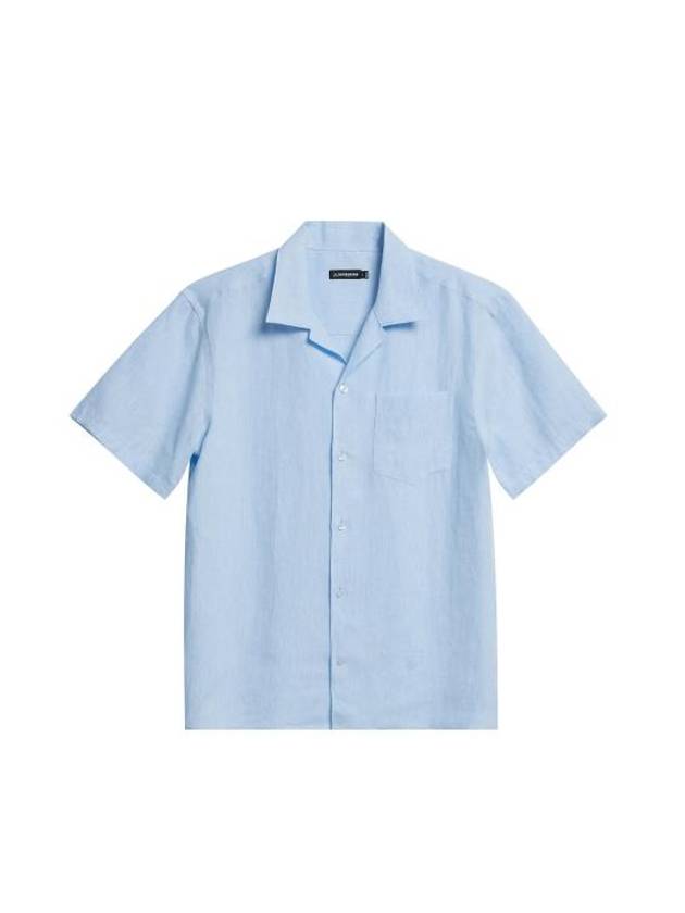 Elio Linen Melange Short Sleeve Shirt Chambray Blue - J.LINDEBERG - BALAAN 2