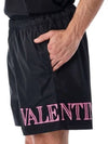 Men's Neon Logo Print Nylon Swim Shorts Black - VALENTINO - BALAAN 5