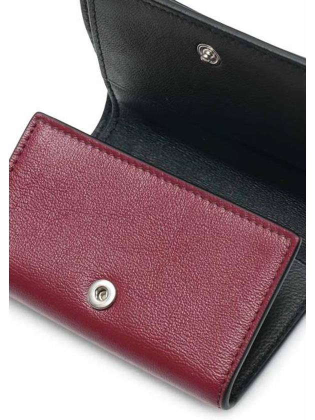 Men's Compact Tri-Fold Leather Half Wallet Wine Dune - MARNI - BALAAN 7