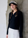 Open collar pattern knit black - BENECIA12 - BALAAN 3