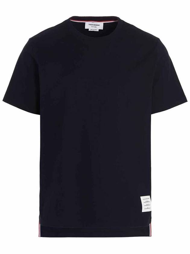 Men's Side Slit Relaxed Short Sleeve T-Shirt Navy - THOM BROWNE - BALAAN 2