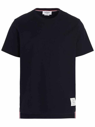 Men's Side Slit Relaxed Short Sleeve T-Shirt Navy - THOM BROWNE - BALAAN 2