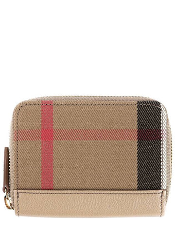 Check Zip Around Half Wallet Beige - BURBERRY - BALAAN 1