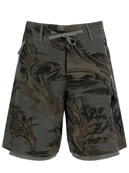 Shadow Project Print Shorts Green - STONE ISLAND - BALAAN.