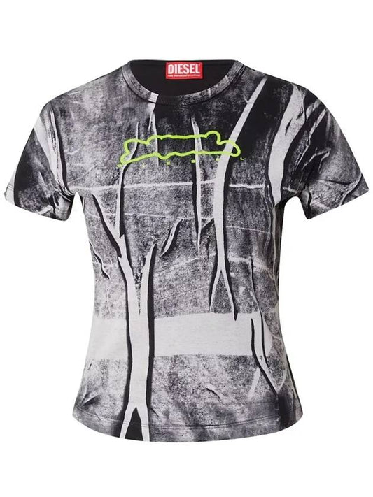 T Uncut Long N5 Short Sleeve T-Shirt Chris Effect Grey Black - DIESEL - BALAAN 2