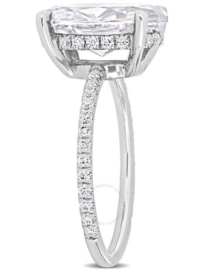 AMOUR 4 7/8 CT DEW Oval Created Moissanite Engagement Ring In 10K White Gold - AMOUR - BALAAN 2