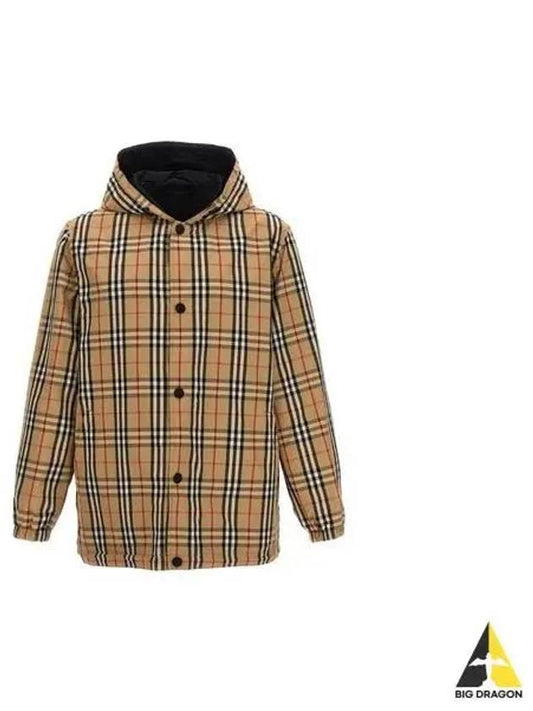 Reversible Check Nylon Hooded Jacket Black Beige - BURBERRY - BALAAN 2