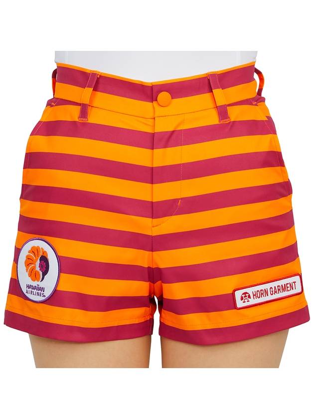 Women's Airline Border Shorts Orange Purple - HORN GARMENT - BALAAN 7