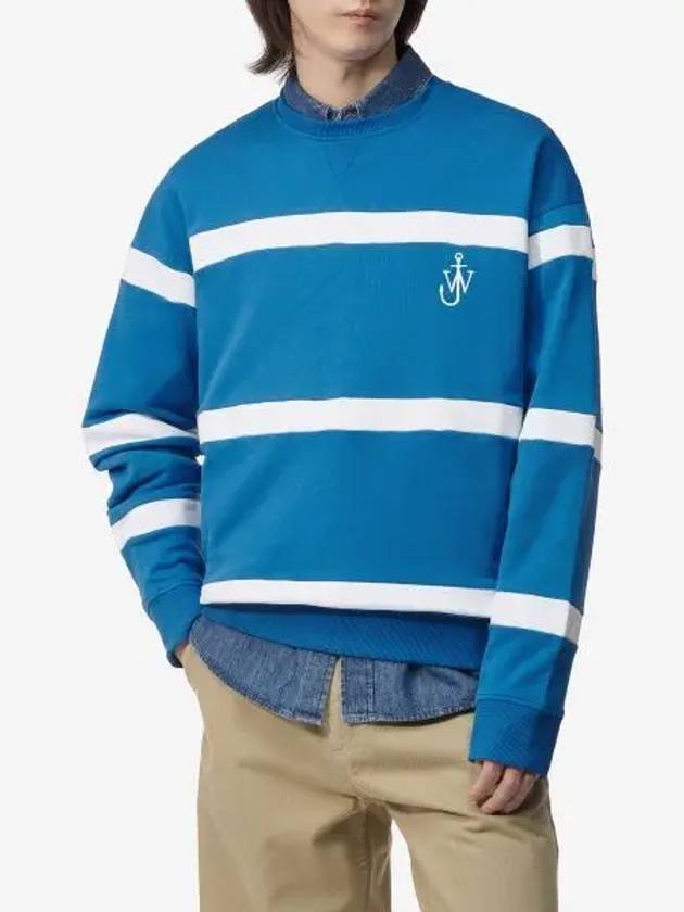 Logo Print Stripe Sweatshirt Blue - JW ANDERSON - BALAAN 2