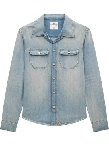 Western Denim Long Sleeve Shirt Light Blue - COURREGES - BALAAN 1