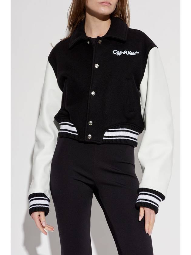 Off-White Jacket With Leather Sleeves, Women's, Black - OFF WHITE - BALAAN 3