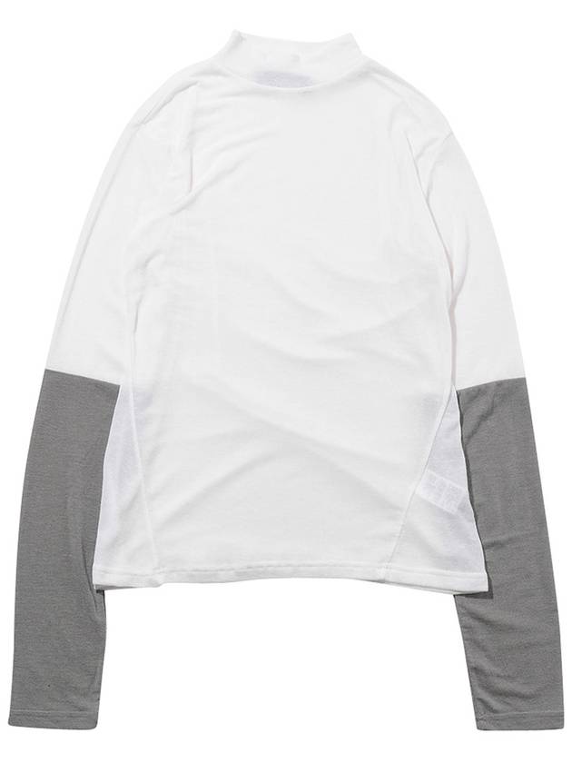 Half Neck Color Sleeve Tencel Half Neck T-Shirt White - IMIRK - BALAAN 4