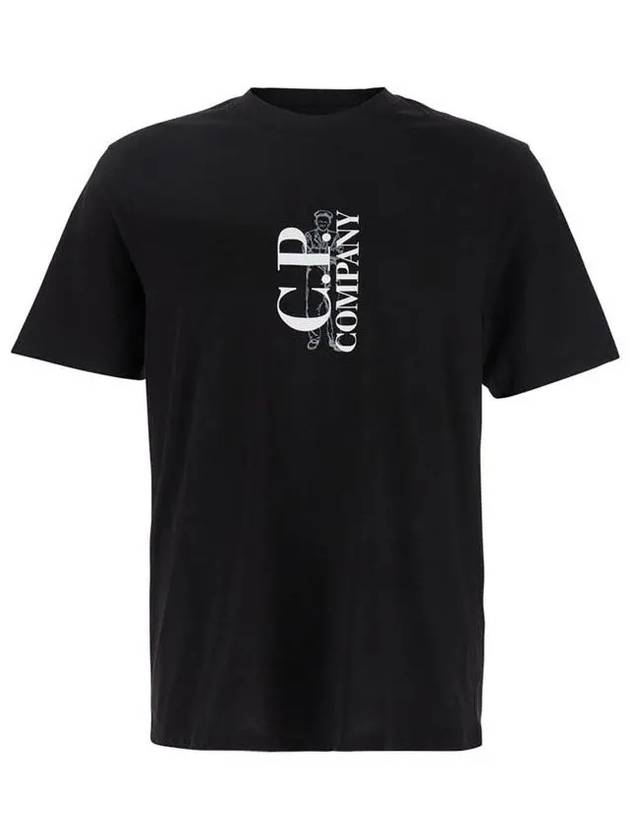 Logo Short Sleeve T-Shirt Black - CP COMPANY - BALAAN 3