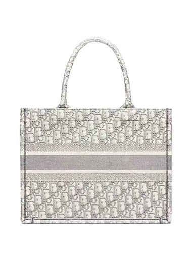 Oblique Medium Book Tote Bag Ecru Grey - DIOR - BALAAN 1