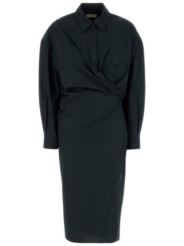 Straight Collar Twisted Long Dress Jet Black - LEMAIRE - BALAAN 1