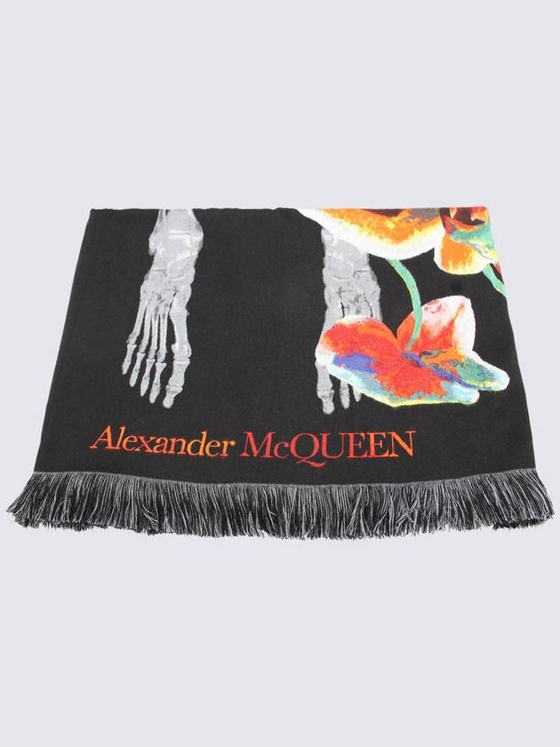 Black Multicolor SILKWOOL Blend ORCHID Skeleton Scarf 7562683D74Q1074 B0560955457 - ALEXANDER MCQUEEN - BALAAN 2