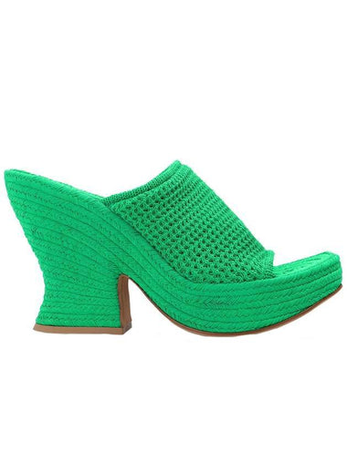 Woven Cotton Sandal Heels Green - BOTTEGA VENETA - BALAAN 1