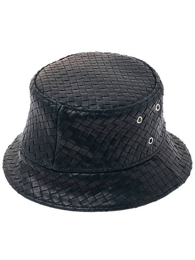 Intrecciato Leather Bucket Hat Dark Green - BOTTEGA VENETA - BALAAN 1