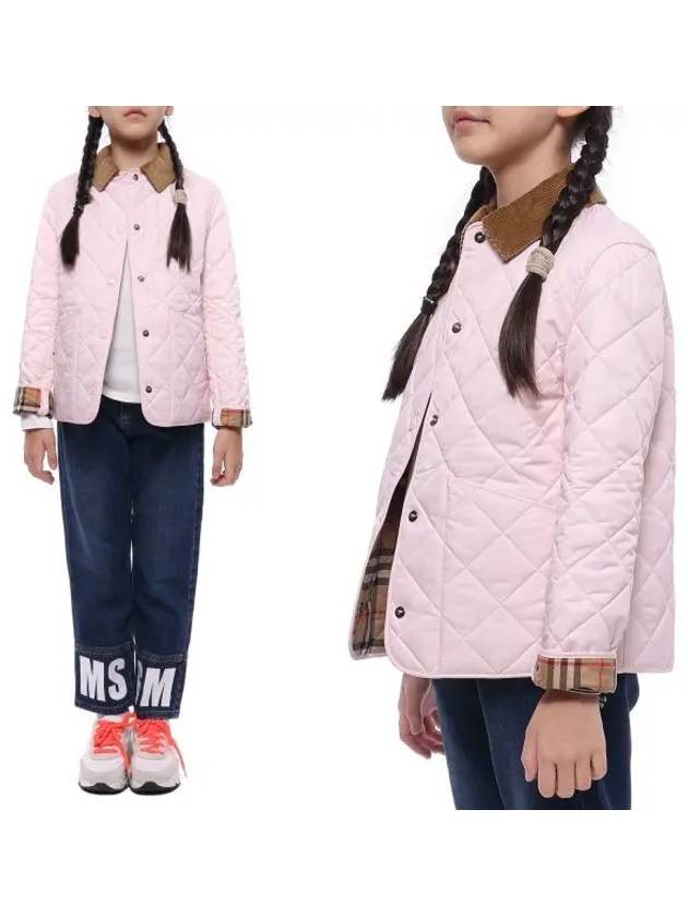 Kids Corduroy Collar Quilted Jacket Pink - BURBERRY - BALAAN 2