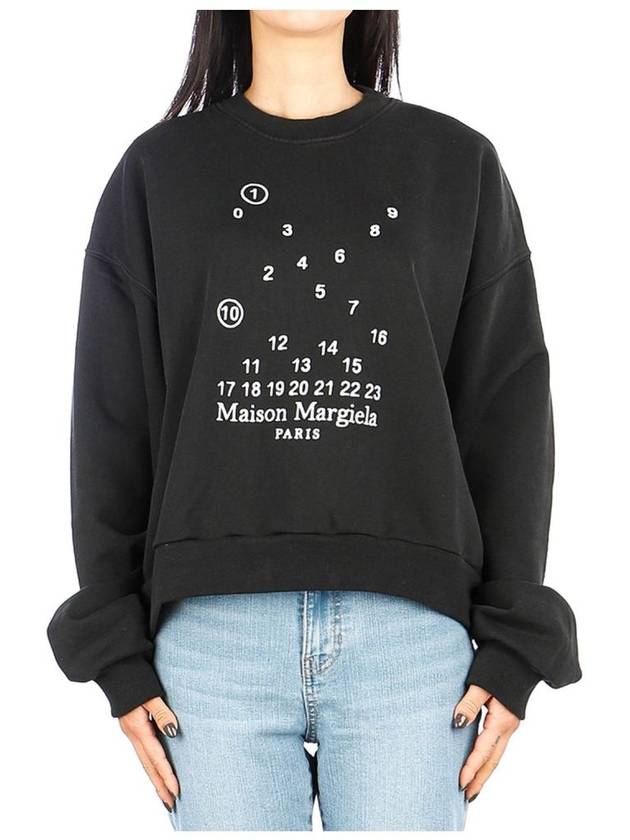 Women's Numbering Logo Print Cotton Sweatshirt Black - MAISON MARGIELA - BALAAN 2