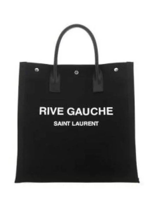 Rive Gauche Canvas Tote Bag Black - SAINT LAURENT - BALAAN 2