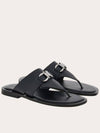 Gancini Leather Flip Flops Black - SALVATORE FERRAGAMO - BALAAN 5