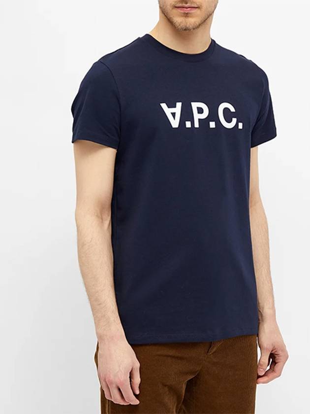 VPC Logo Organic Cotton Short Sleeve T-Shirt Navy - A.P.C. - BALAAN 3