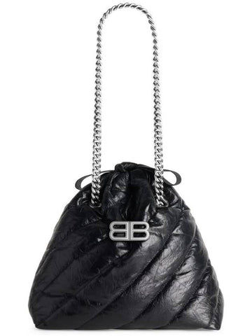 Crush Embellished Logo Quilted Leather Tote Bag Black - BALENCIAGA - BALAAN 1