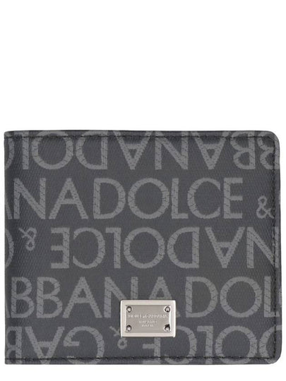 Logo Jacquard Fabric Half Wallet Grey - DOLCE&GABBANA - BALAAN 2