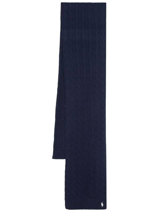 Pony Knit Cotton Scarf Navy - POLO RALPH LAUREN - BALAAN 1