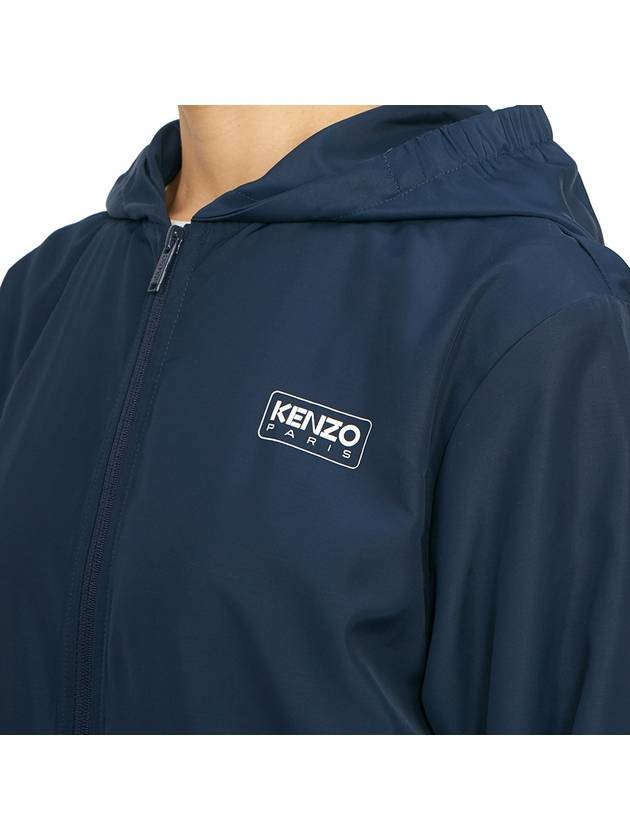 Kids Logo Print Hooded Jacket Navy - KENZO - BALAAN 9