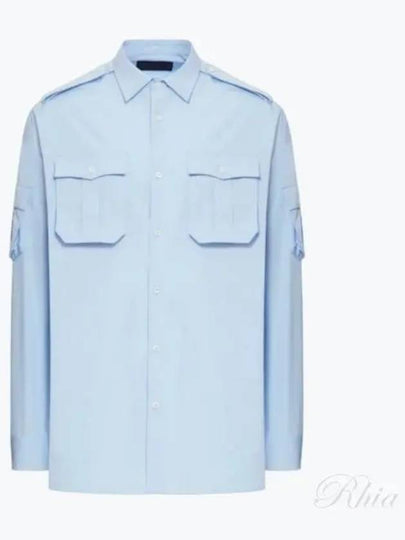 Flap Pocket Long Sleeve Shirt Light Blue - PRADA - BALAAN 2