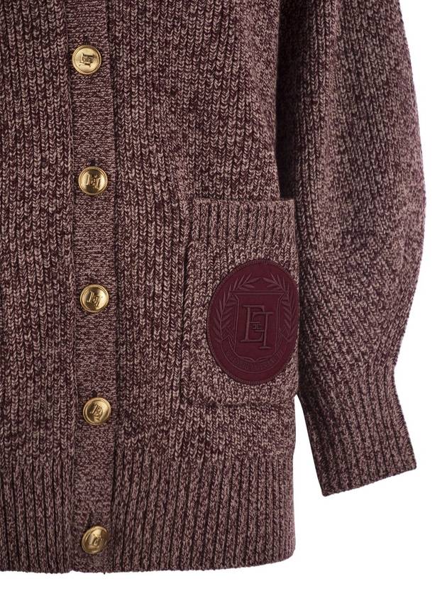 Wool-blend cardigan with logo patch - ELISABETTA FRANCHI - BALAAN 4