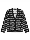 Logo Intarsia V Neck Cardigan Black - BALENCIAGA - BALAAN 2