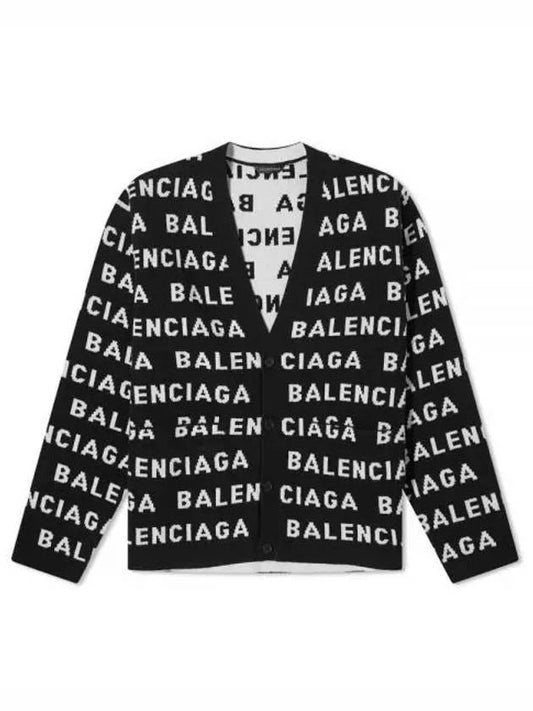 Logo Intarsia V Neck Cardigan Black - BALENCIAGA - BALAAN 2