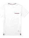 Men's Medium Weight Jersey Tipped Pocket Crewneck Short Sleeve T-Shirt White - THOM BROWNE - BALAAN 2