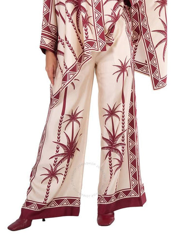 La Double J Ladies Date Palms Twill Silk Palazzo Pants, Size Medium - LA DOUBLEJ - BALAAN 1