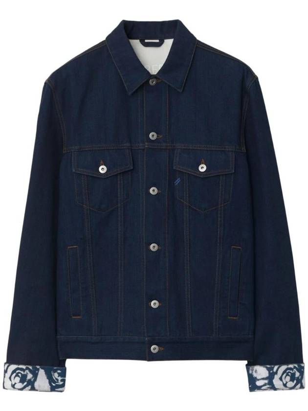 Logo Patch Denim Jacket Navy - BURBERRY - BALAAN 1